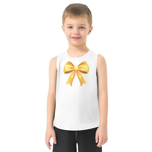 Boys Tank Top Shirts Ribbon Bow Yellow Sleeveless T-Shirts Crew Neck for Kids Clothing Children2