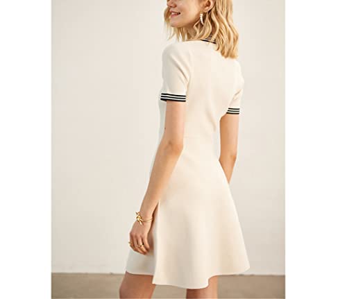 Robe tricot col polo blanche coupe ajustée silhouette affinée