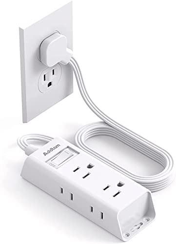 Travel Essentials - Flat Plug Power Bar, Addtam 5 ft Ultra Flat Extension Cord with 6 Outlets Extender, Multi Plug Outlet with No Surge Protector for Cruise Ship, Dorm Room, Home a image 4