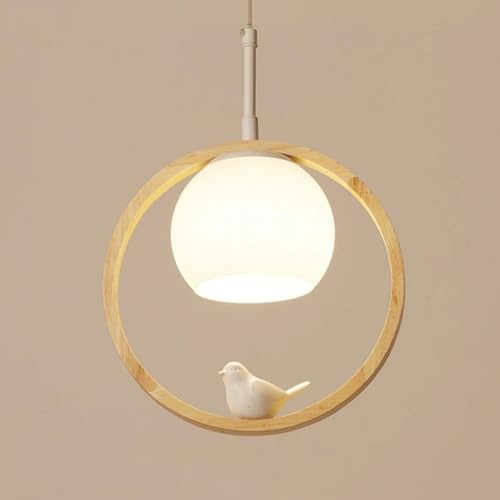 HCIPJQY Kit de suspensión de madera estilo danés Luminaria colgante moderna para dormitorio de enfermería iluminación colgante simple para isla de cocina techo bola de cristal E27 para