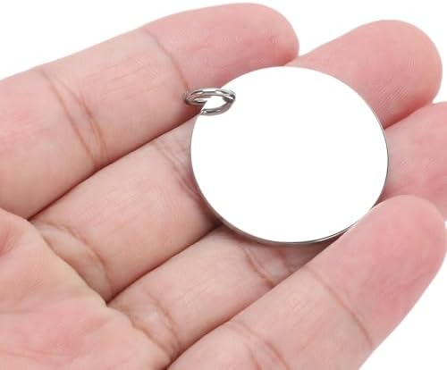 Keenso 20 Pcs Engravable Round Metal Keychain Blanks Durable 30mm for Custom Engraving and Labeling Stainless Steel — view 6
