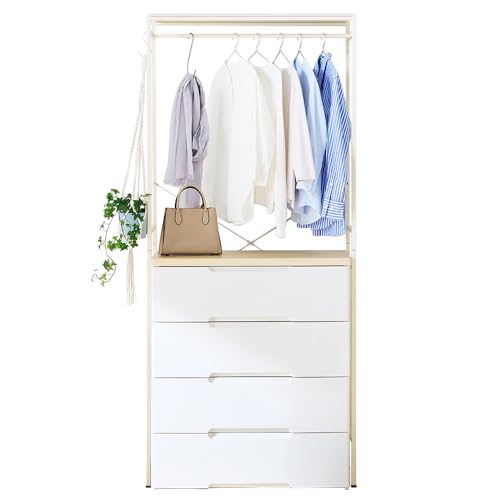 【チェスト用ラックセット】アイリスオーヤマ チェスト 4段 届いてすぐ使える完成品 ラクラク引出し 木天板 幅80.5×奥行51×高さ94cm ホワイト/ナチュラル 白 プラスチック HG-804R 組立不要