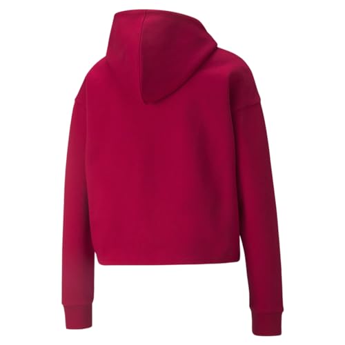 PUMA PUMA Women's Essential Metallic Logo Cropped Fleece Hoodie L Persian Red-Silver