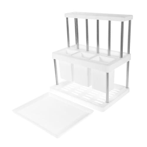 Alipis Multi Functional Utensil Holder Capacity Cutlery Organizer for Kitchen Counter Erosion Resistant Silverware Rack for Chopsticks Forks Spoons with Removable Water Collection Tray