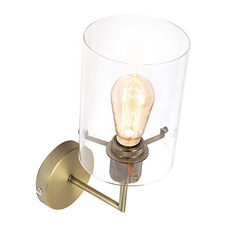 QAZQA + Applique con paralume bergamo - Moderno - Tessuto,Acciaio - Bianco/Acciaio - Quadrato/Allungato (non sostituibile) LED Max. 1 x 3 Watt