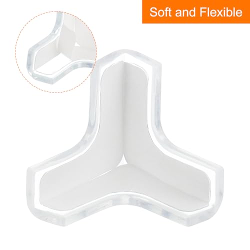 Image of uxcell Corner Protectors, 4Pcs 44x44x44mm - Proof Corners and Edges Protectors Guards, T-Shape Table Corner Bumpers to Cover Furniture Corner (Transparent)