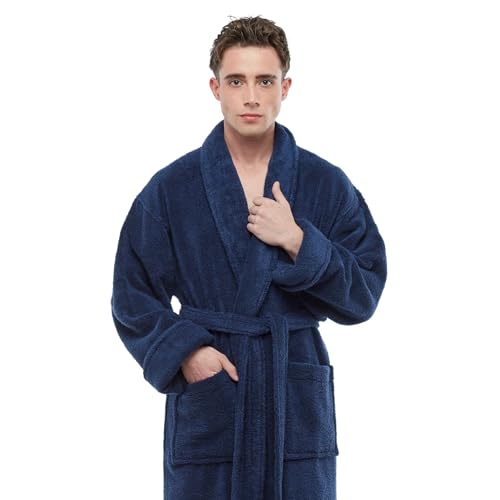 Mens Soft Cotton Bathrobe, Ankle Length Long Men's Thick Towel Bath Robe2