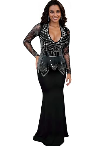 Image of Glitter Sequin Prom Dress for Bachelorette,Birthday,Holiday | Elegant Fully Lined Sparkly Rhinestone Long Dresses for Women Birthday /Formal Galas /Wedding Guest /NYE /Homecoming