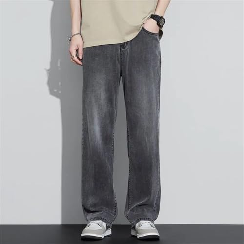 Men's American Straight Leg Lyocell Jeans Loose Thin Pants Washed Retro Blue Jeans3