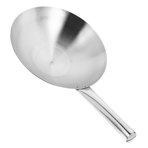 HOODANCOS Wok de Acero Inoxidable con Mango Soldado Sartén Versátil para Cocina Doméstica Compatible con Fogones de Gas Resistente y Multifuncional para Freír Cocinar al Vapor y Guisar