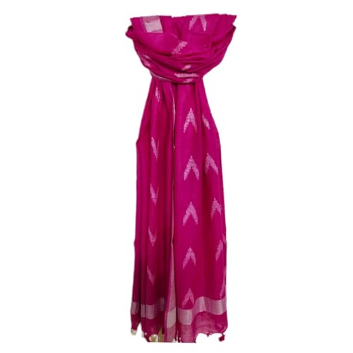 Women's Bhagalpuri Linen Cotton Blend Handloom Ikkat Dupatta with Zari Design, 2.25 Metres