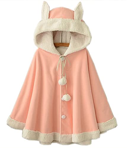 Mädchen-Kapuzenpullover mit Hasenohren, Baumwollmischung, Sweatshirt, Schal, Umhang, Orange Cover