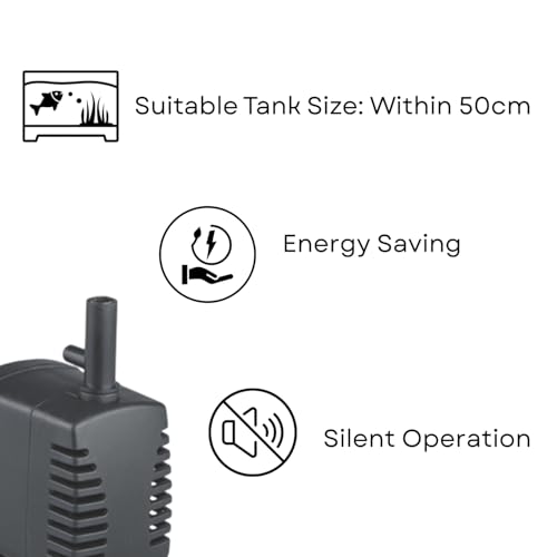 Image of S0B0 WP-280 Submersible Water Pump for Aquarium Fish Tank | Compact Design | Suitable for Freshwater and Saltwater Aquarium | Power: 5W| F.Max: 300L /H | Original from Tunai Store