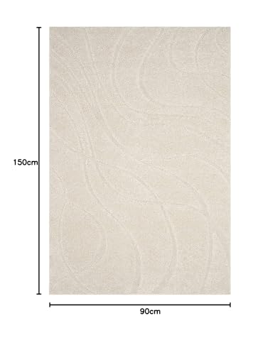 Image of Export Quality Microfiber Hand Woven Shaggy Carpet Collection with 2 inch Pile Height Carpet for Living Room & Hall Size 3x5 feet coular IvoryA