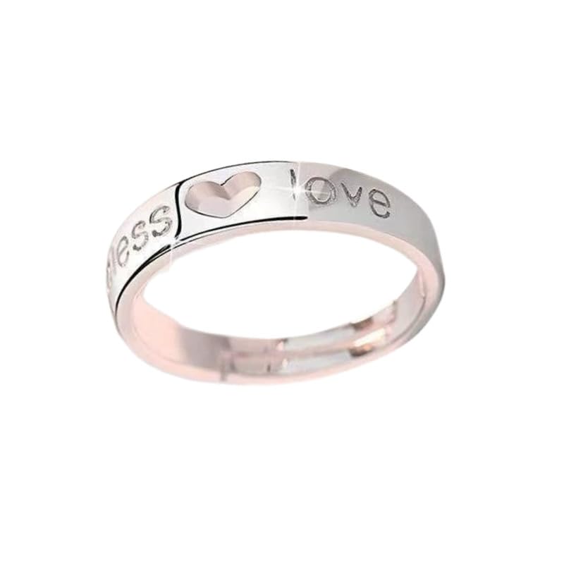 Hollow Heart Matching Promise Rings - Adjustable Open Band Niche Design Jewelry for Men and Women-image-42