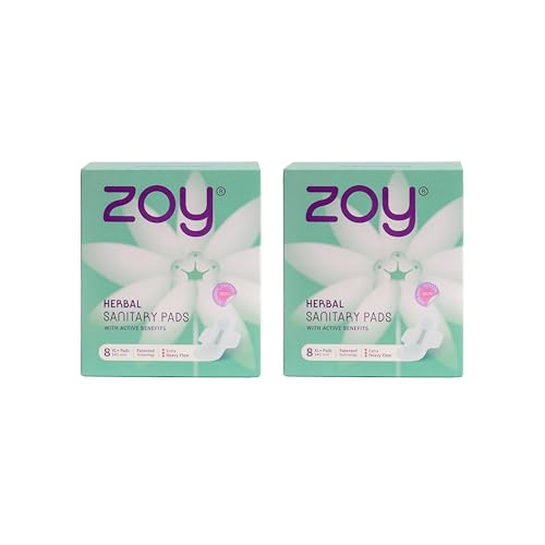 Image of ZOY Herbal Sanitary Pads for Women XL+ Extra Heavy Flow | Period Comfort Support, Rash-Free, Breathable Cotton | Night Pads, Odour Control, Ultra Thin Leak Lock | 16 Pads