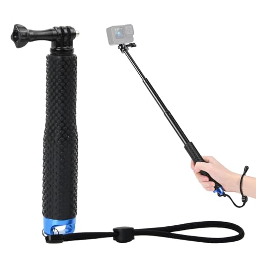 Impermeable Monopod Grip de Mano, 19-49 cm Camara Deportiva Palo Telescópico, Azul Palo Selfie Monopié Extensible para Cámara de Acción
