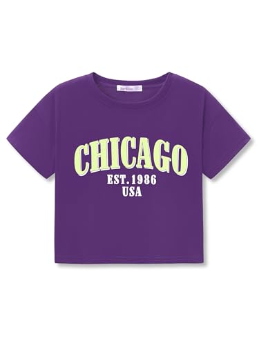 Image of Stylish Graffiti /Butterfly /Tropical Crop Top for Little & Big Girls - Cool Summer T-Shirt Clothes Size 6-18