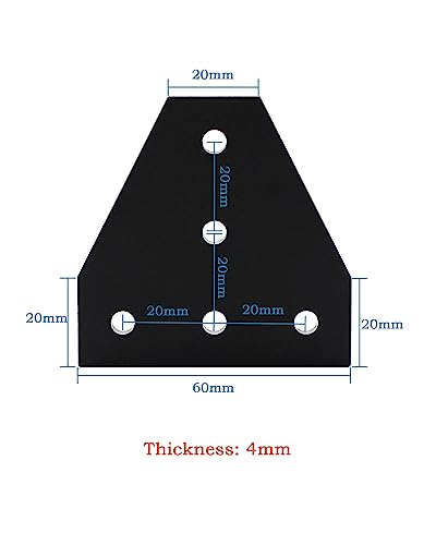iYueMps 4pcs T Shaped Corner Bracket Plate for 2020 Aluminum Extrusion with 20pcs M5 T Nuts 20pcs M5x8mm Screws 1pcs Wrench for 2020 Aluminum Profile 3D Printer Frame-Black - Image 3