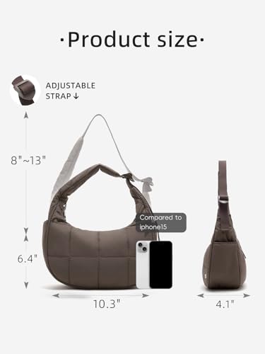 Image of WESTBRONCO Small Puffer Crescent Shoulder Bag for Women, Nylon Quilted Shoulder Purses, Puffy Handbags with Adjustable Strap