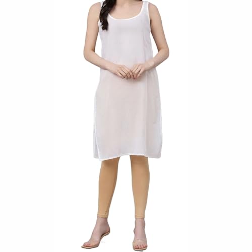 Image of Women's Sleeveless Cotton Inner Slip Dress Round Neck Soft Comfortable Fit Full Length Camisole Innerwear Summer top Undergarment for Girls