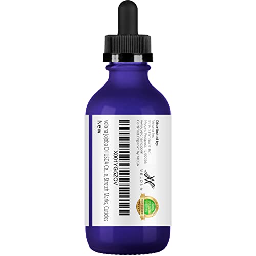 Velona Jojoba Oil Usda Certified Organic - 2 Oz | 100% Pure And Natural Carrier Oil| Golden, Unrefined, Cold Pressed, Hexane Free | Moisturizing Face, Hair, Body, Skin Care, Stretch Marks, Cuticles… #TOP5