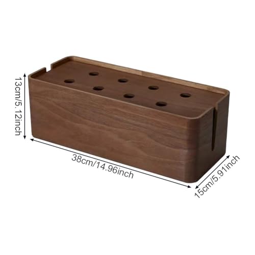Boîte de rangement pour câbles et multiprise en bois pour bureau - 7
