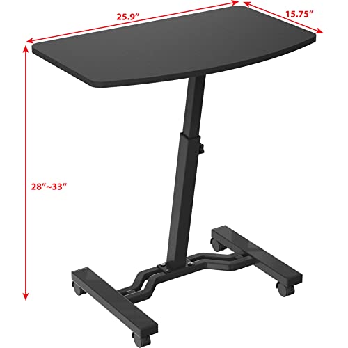 Shw Height Adjustable Mobile Laptop Stand Desk Rolling Cart, Height Adjustable From 28'' To 33'', Black #TOP4