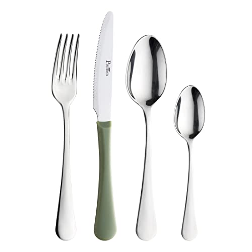 Prima Collection Bellagio Set 24 Pezzi Acciaio Inox Nichel Free Made in Italy, coltello con manico in polipropilene colore Verde