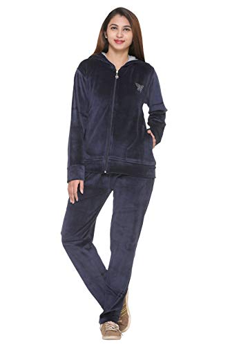 Image of CUPID Regular Fit Velvet Track Suit for Woman, Winter Wear Velvet Night Suit Set with Pockets for Sports, Night, Jogging, Daily Gym Wear L to 5XL