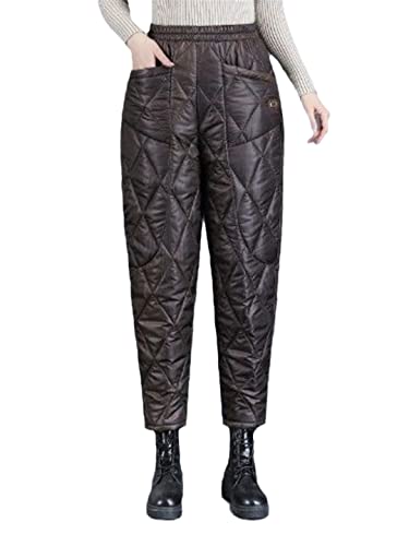 Pantalon d'hiver contre le froid pour femme - Sarouel thermique chaud à taille élastique