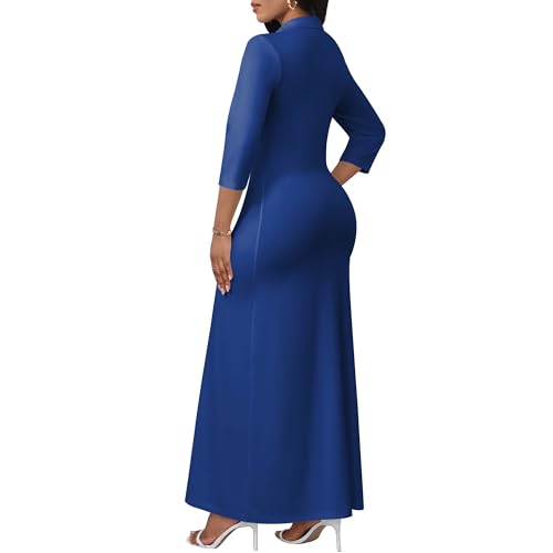 Image of PinkPatty Women's Casual 3 /4 Sleeve Polo V Neck Bodycon Maxi Dress