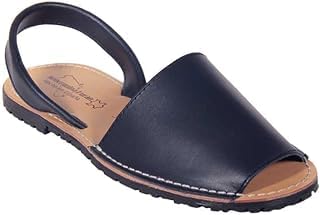 HECHO EN ESPAÑA Menorquina - Ibicencas - Sandalia de Verano de Piel Cuero… (AZUL MARINO, 38)