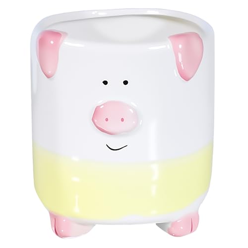 Mangpung Ceramic Pig Shaped Pen Pencil Holder for Desk Decoration Accessories Pig Decor Makeup Brush Pen Cups Succulent Plant Pot Office School Ideal Gifts for Women, Mom or Birthdays