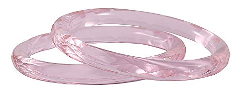Image of NMII Traditional Glass With Diamond Cutting Pattern Glossy Finished Stylish Kada Set For Women And Girls | Crystal Glass Kada Bangles Set For Wedding, Festive