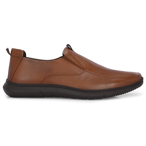 Image of Blue Leather By Centrino Genuine Leather Men's Formal Slip on Loafers |Comfort Trendy Non Lace-Up Design |Flexible Mocassins |Leather with Anti-Skid Sole |Perfect for Office Wear & Formal Dress (3997)