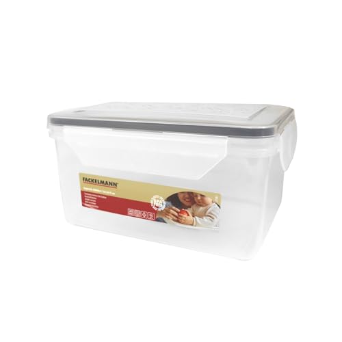 Fackelmann Contenitore Ermetico Rettangolare 2000ml - Grande Capacità per Alimenti - Frigo, Freezer, Microonde, Lavastoviglie - Trasparente, Chiusura 4 Clip, Coperchio incluso