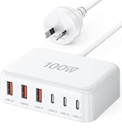 USB C Fast Charger, 100W Portable Charging Station Hub Block, 6 Port GaN Wall Charger Power Strip Adapter Plug Cube Brick for iPad iPhone 17 16 15 14 13 Pro Max Samsung Galaxy, Google Pixel, Motorola