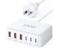 USB C Fast Charger, 100W Portable Charging Station Hub Block, 6 Port GaN Wall Charger Power Strip Adapter Plug Cube Brick f…
