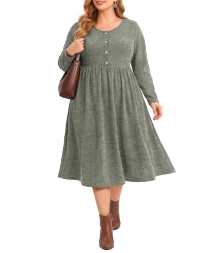 CARCOS Plus Size Dress for Curvy Women Button Up...