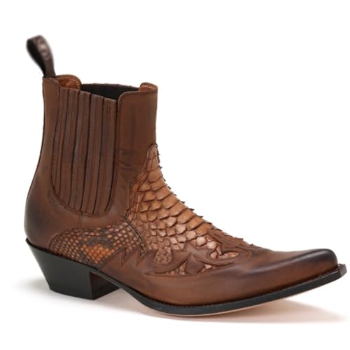 Western Coweboy Boots For Women Men Pointed Toe Low Heel Embroidered Durable Riding Boots Casual Fashion Retro Classic Short Boots For Spring Fall Country Boot ( Color : Brown , Size : 10 Women/8.5 Me