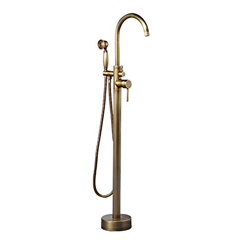 Robinet de baignoire autoportant en laiton antique pour salle de bains rétro chic