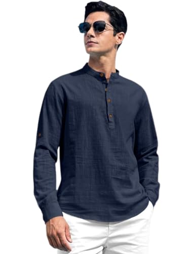 Image of ROYALSCOUT Combo of Men's Solid Cotton Blend Full Sleeve Straight Kurta Shirt (Pack of 2)
