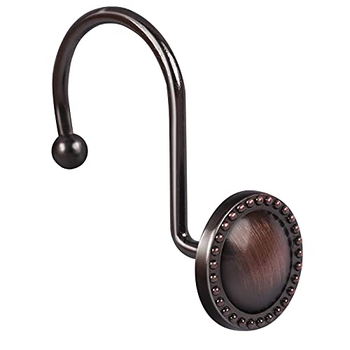 Shower Curtain Hooks, Oil Rubbed Bronze Shower Hooks Rings, Rust Resistant Shower Hooks For Curtain, Decorative Shower Curtain Hooks For Bathroom Shower Rod, Set Of 12 #TOP5