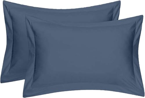 Saferay Green King Pillow Shams Set of 2 Steel Blue King 20X36 Pillow Covers 100% Egyptian Cotton 600 Thread Count Hotel Class Bedding Cushion Cover King Size Bed.