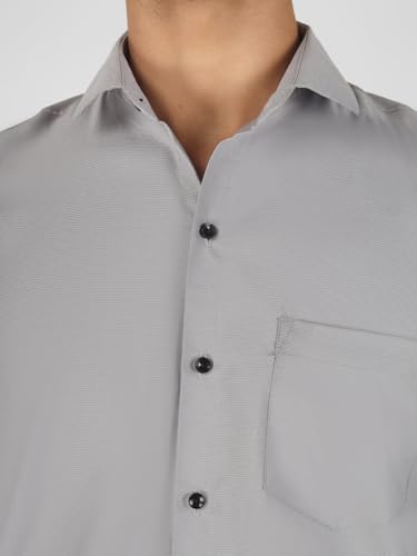 Image of Mens Cotton Lycra Full Sleeve Slim Fit Semi-Formal Shirt | Textured Pattern | Curved Hem