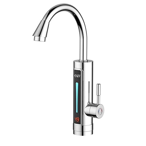 Grifo eléctrico con calentador de agua LED, indicador de temperatura, calor instantáneo, grifo de cocina giratorio 360°, 220 V Cover