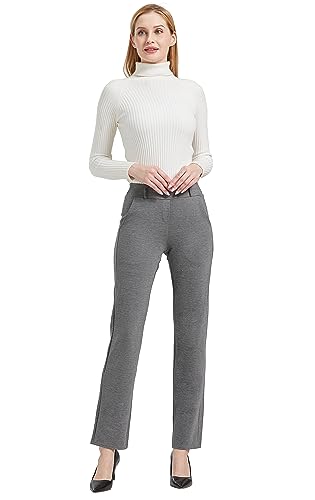 V VOCNI Women's Comfy Bootcut Curvy Fit Slimming Elastic Waistband Dress Pants4