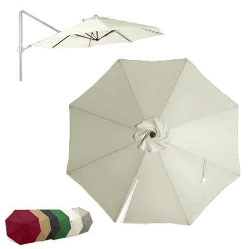 ZIUSFAC Tela De Recambio para Sombrilla Redondo 300cm 350cm Toldo De Repuesto para Parasol Excentrico Cubierta De Repuesto para Sombrilla De Mercado 8 Varillas(Beige,350cm(11.5ft))