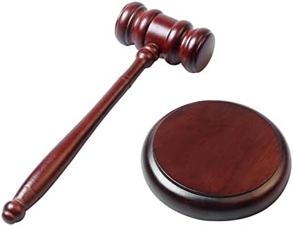 Gavel and Block Set, Handcrafted Wooden Auction Hammer Sound Block for Lawyer Judge Gifts(Brown)